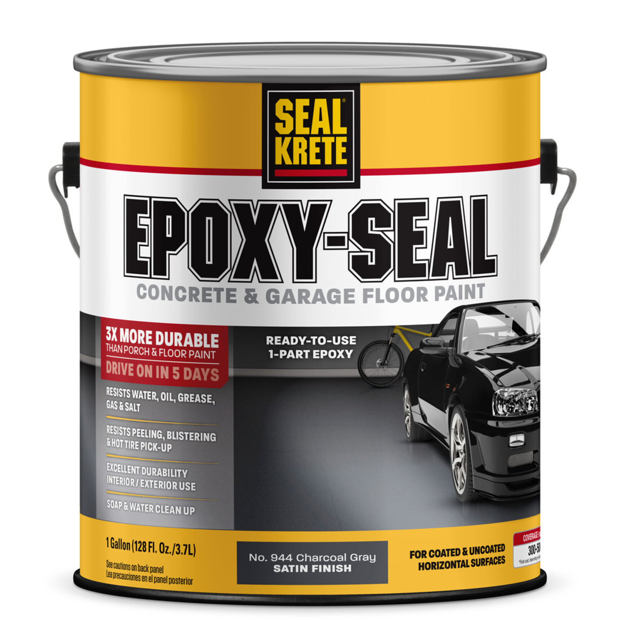 Rust-Oleum Concrete and Garage Floor Paint - 1 Gal., Charcoal Gray, Satin Finish, Model# 370771DS